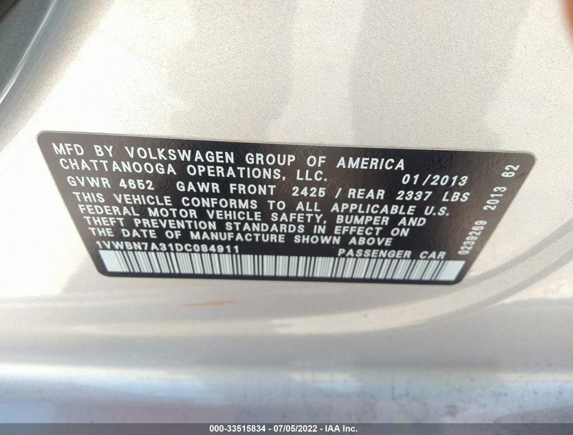1VWBN7A31DC084911