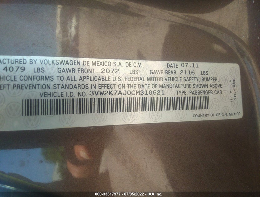 3VW2K7AJ0CM310621