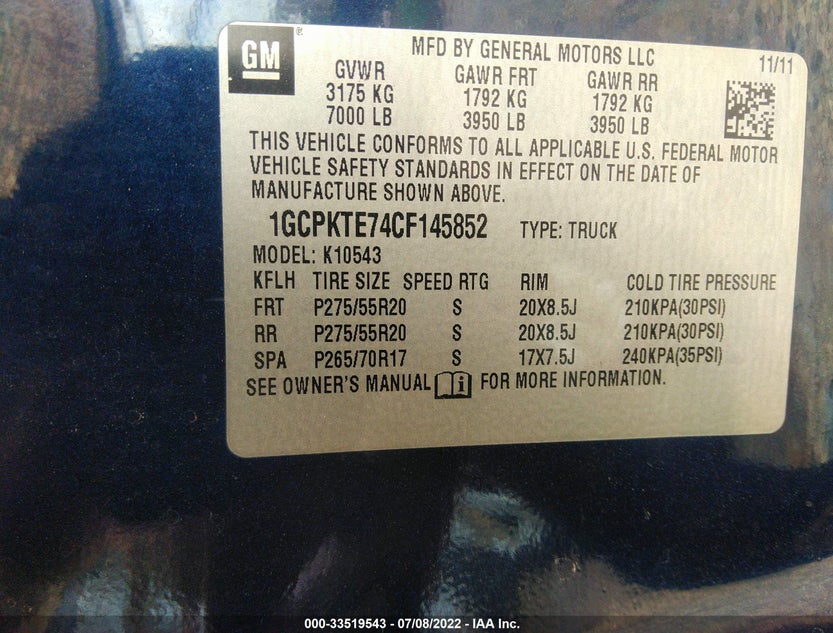 1GCPKTE74CF145852