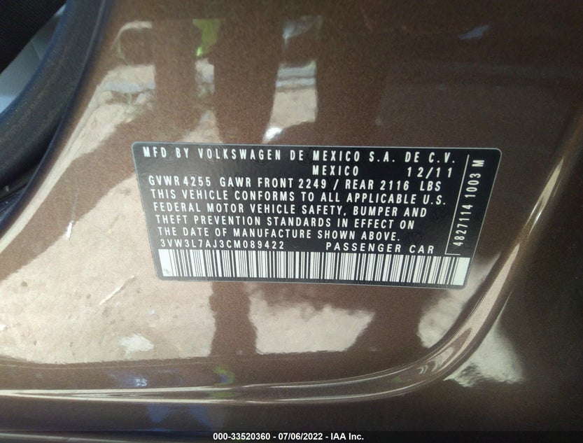 3VW3L7AJ3CM089422