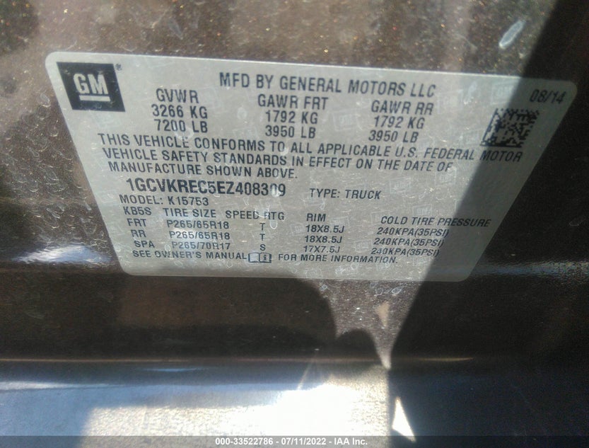 1GCVKREC5EZ408309