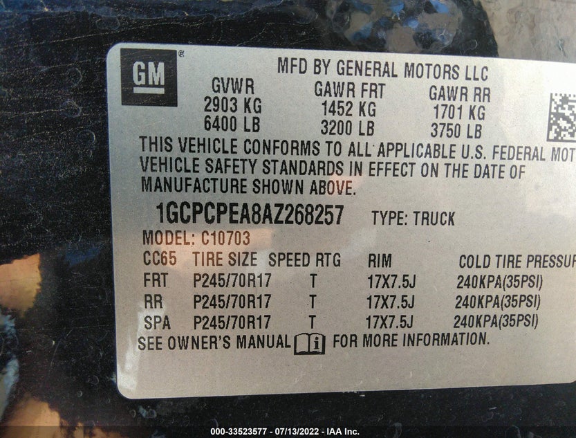 1GCPCPEA8AZ268257