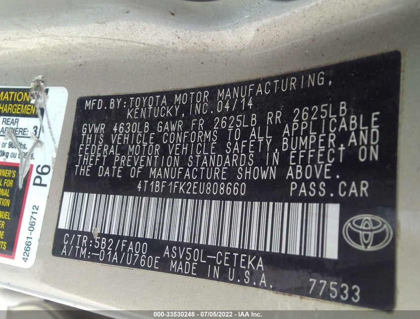 4T1BF1FK2EU808660