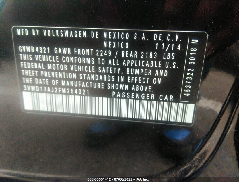 3VWD17AJ2FM254021