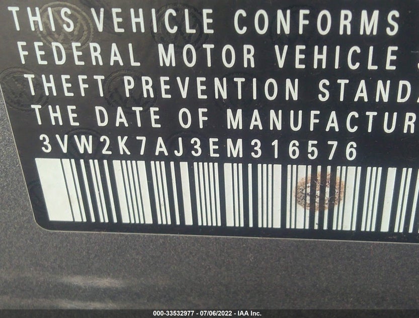 3VW2K7AJ3EM316576