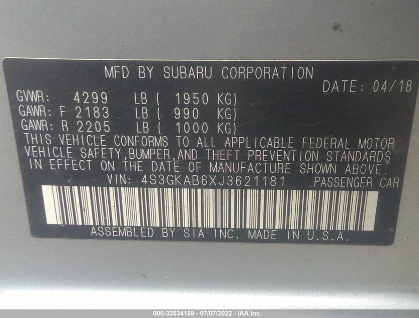 4S3GKAB6XJ3621181