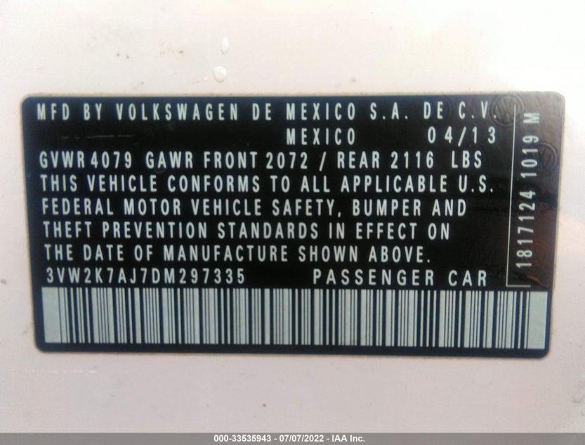 3VW2K7AJ7DM297335