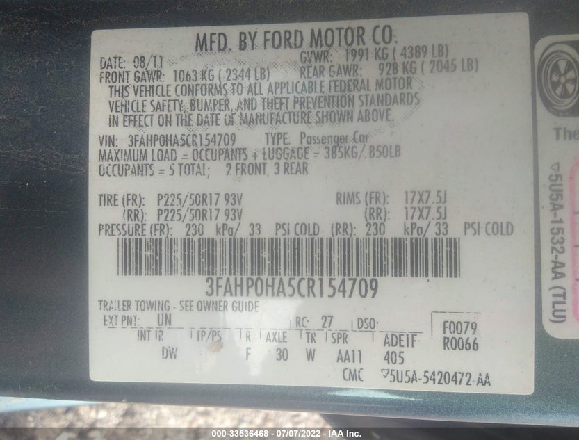 3FAHP0HA5CR154709