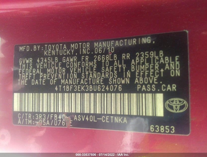 4T1BF3EK3BU624076