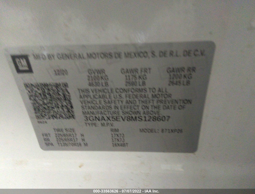 3GNAX5EV8MS128607