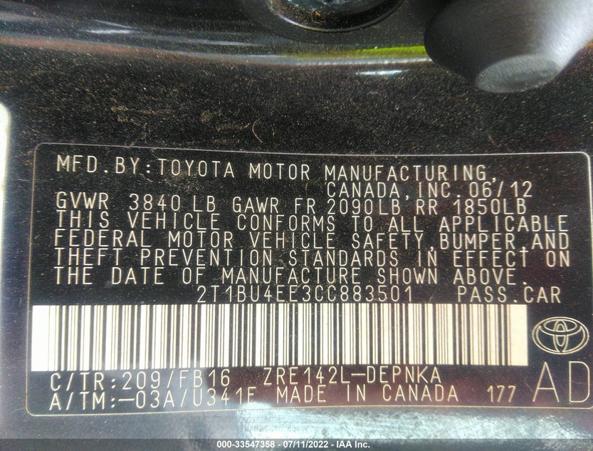2T1BU4EE3CC883501