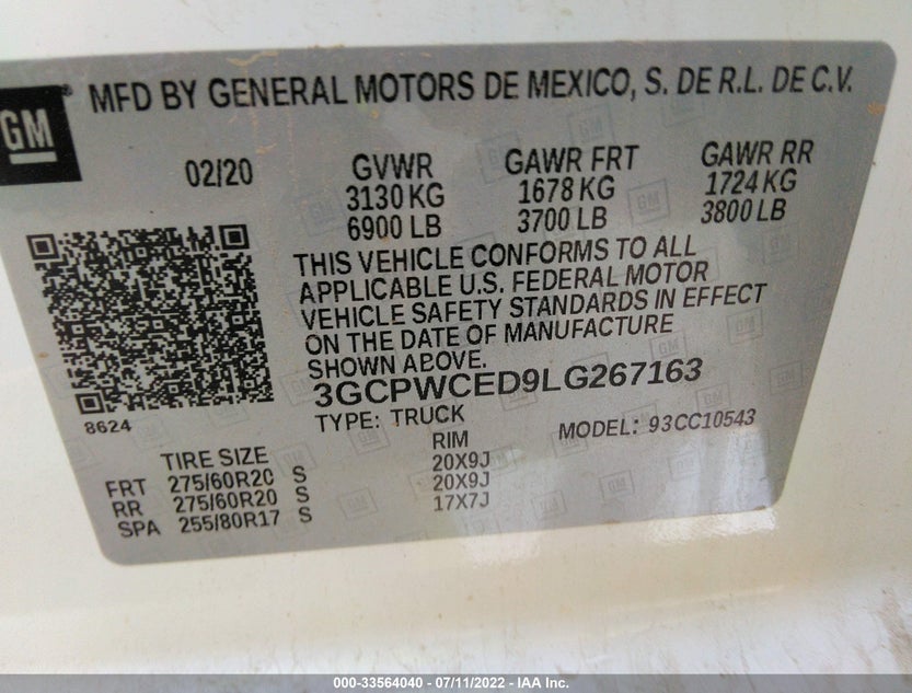 3GCPWCED9LG267163