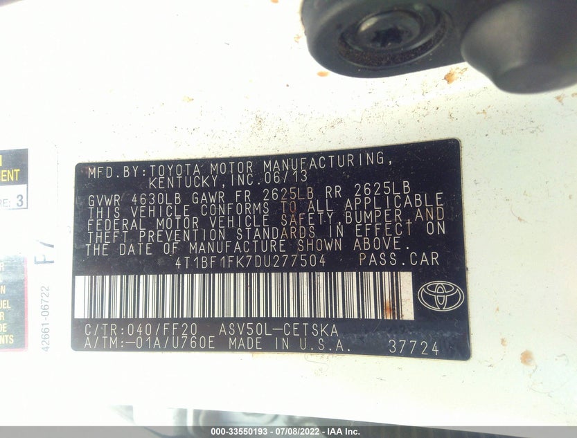 4T1BF1FK7DU277504