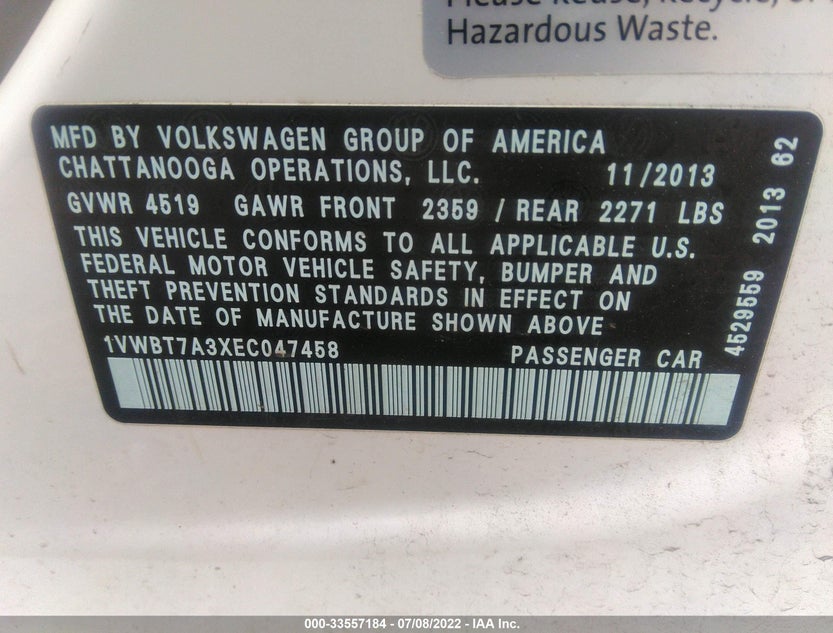 1VWBT7A3XEC047458
