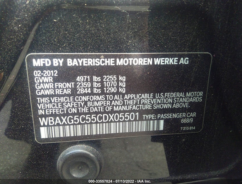 WBAXG5C55CDX05501