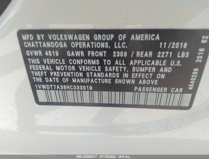 1VWDT7A36HC033019