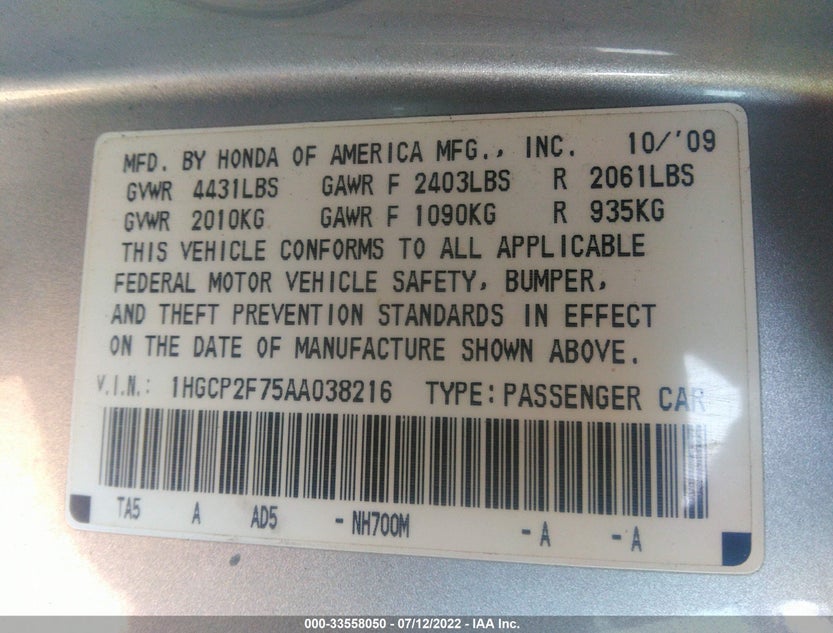 1HGCP2F75AA038216