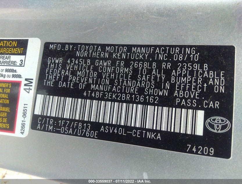 4T4BF3EK2BR136162