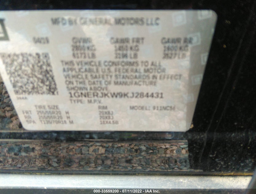 1GNERJKW9KJ284431