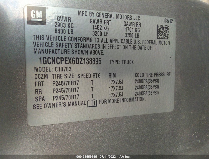 1GCNCPEX6DZ138896