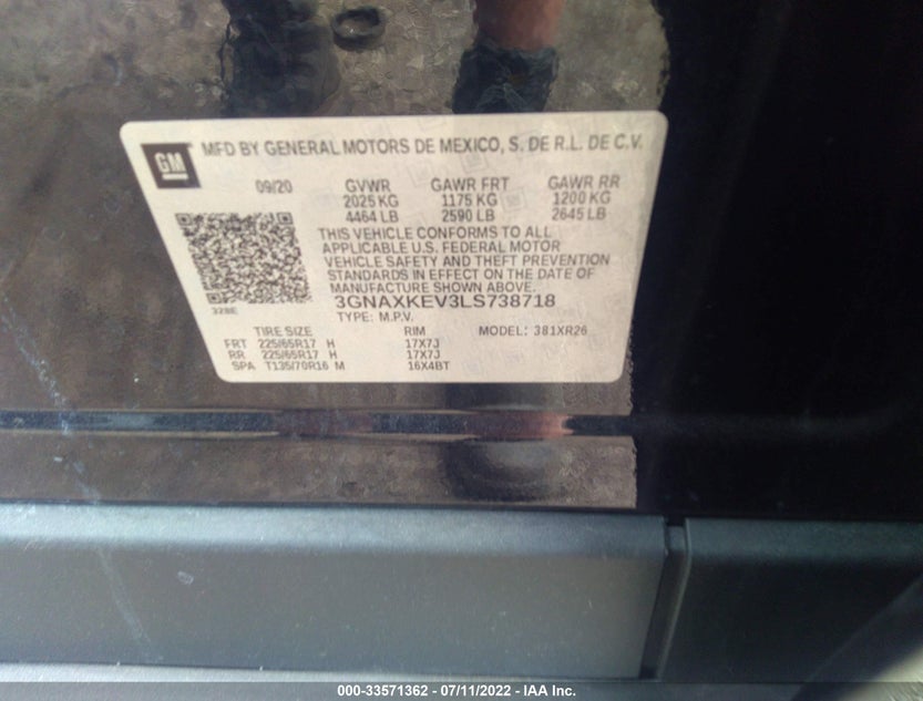 3GNAXKEV3LS738718
