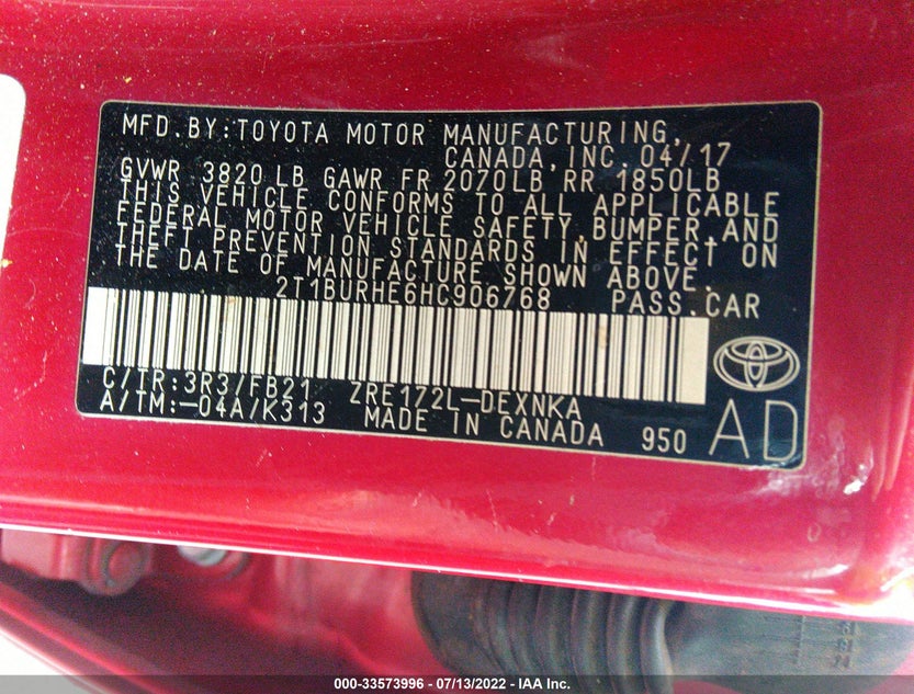 2T1BURHE6HC906768