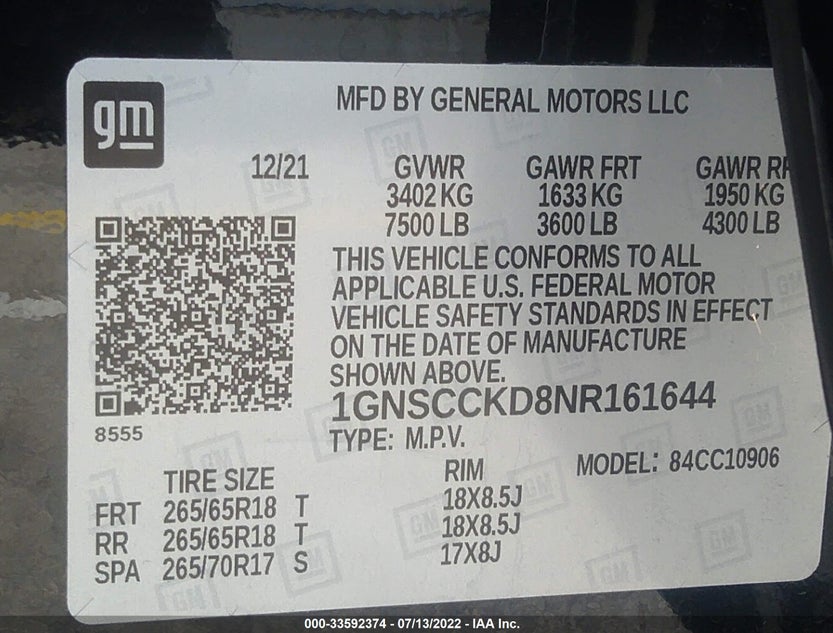 1GNSCCKD8NR161644