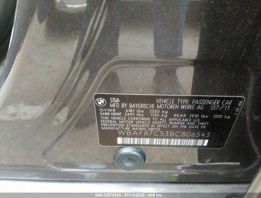 WBAFR7C53BC806543