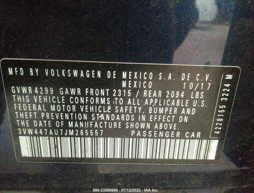 3VW447AU7JM265557
