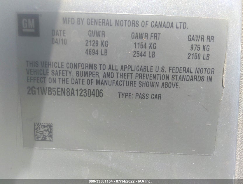 2G1WB5EN8A1230406