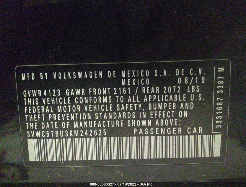 3VWC57BU3KM242625