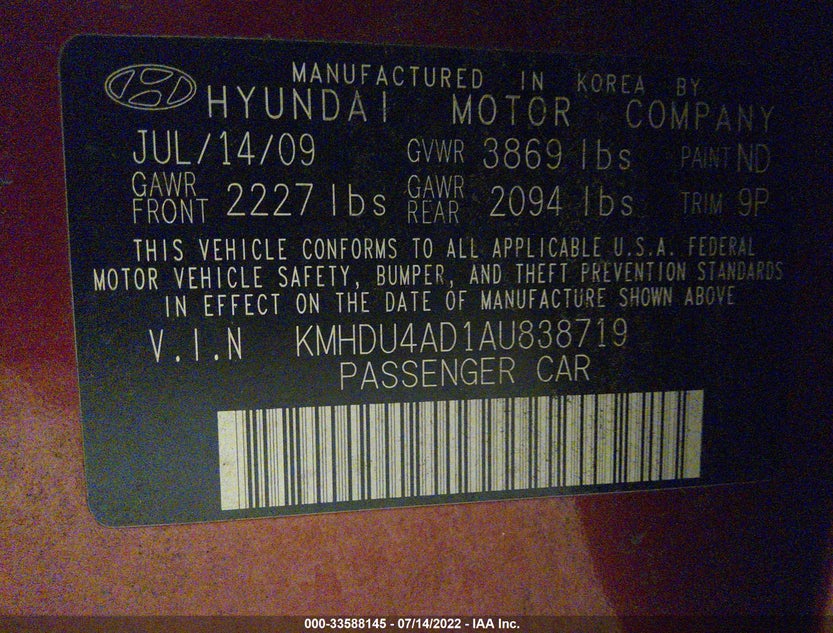 2010 Hyundai ELANTRA | VIN: KMHDU4AD1AU838719 | America Motors