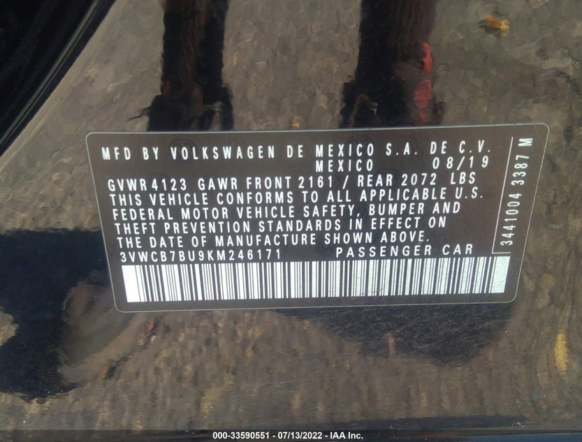 3VWCB7BU9KM246171
