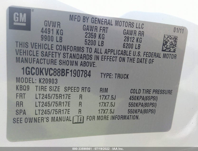 1GC0KVC88BF190784