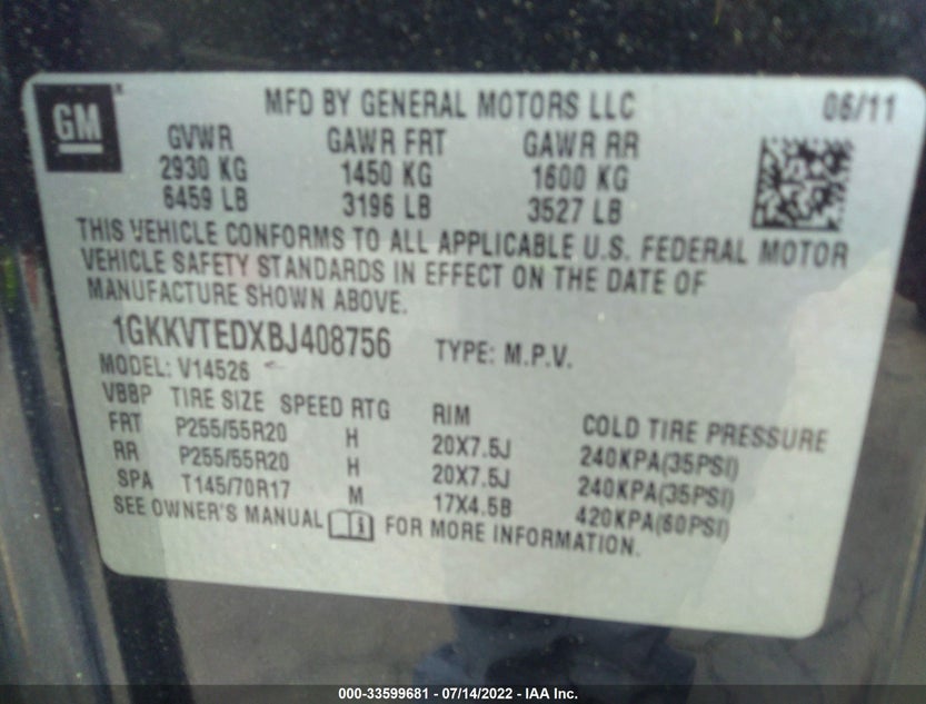 1GKKVTEDXBJ408756