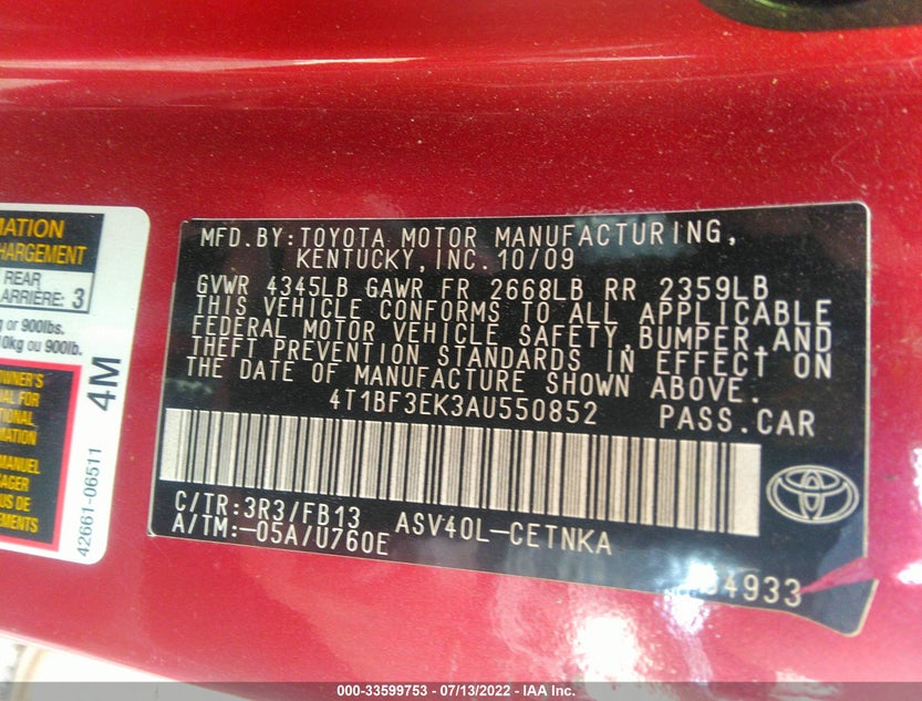 4T1BF3EK3AU550852
