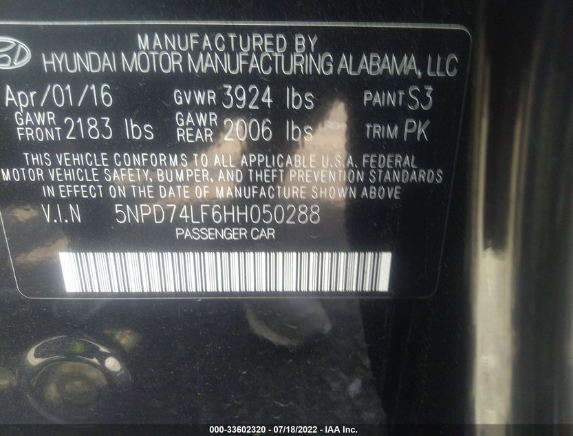 5NPD74LF6HH050288