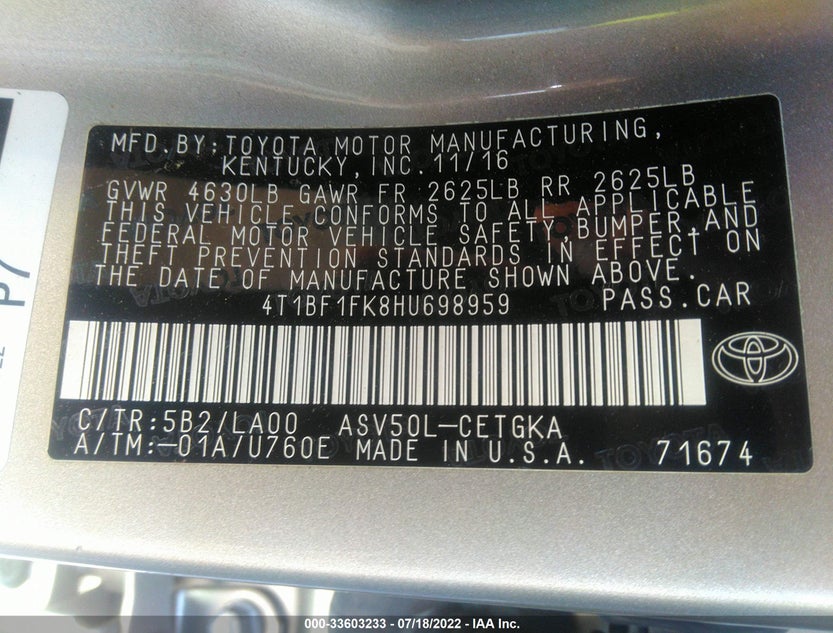 4T1BF1FK8HU698959