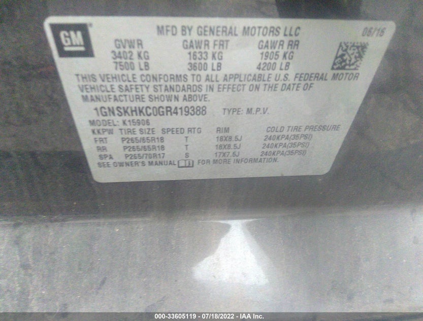 1GNSKHKC0GR419388