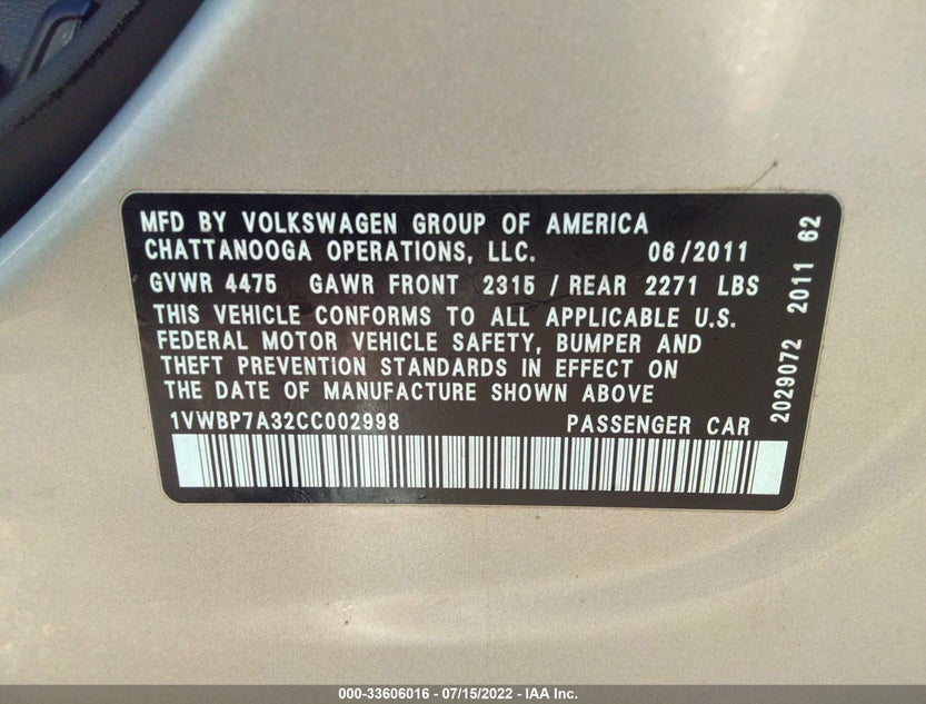 1VWBP7A32CC002998