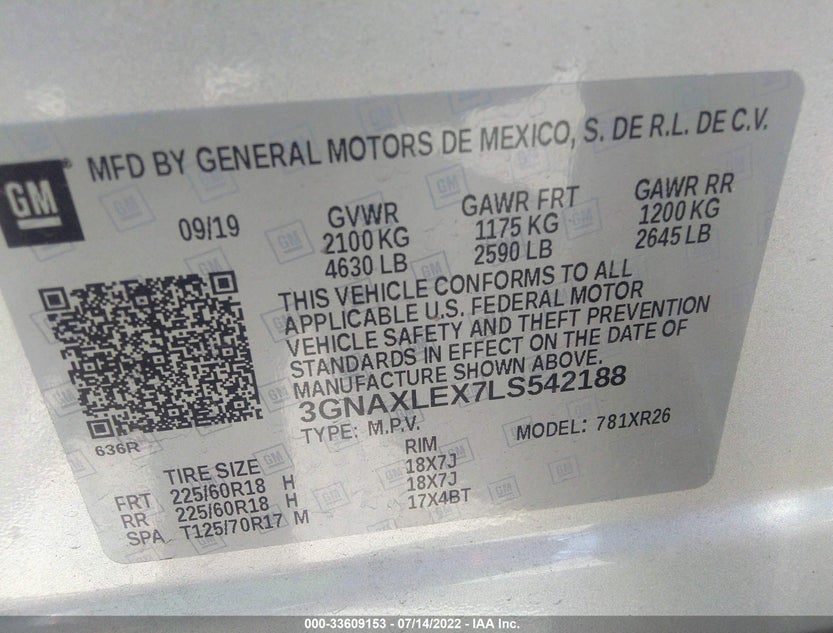 3GNAXLEX7LS542188