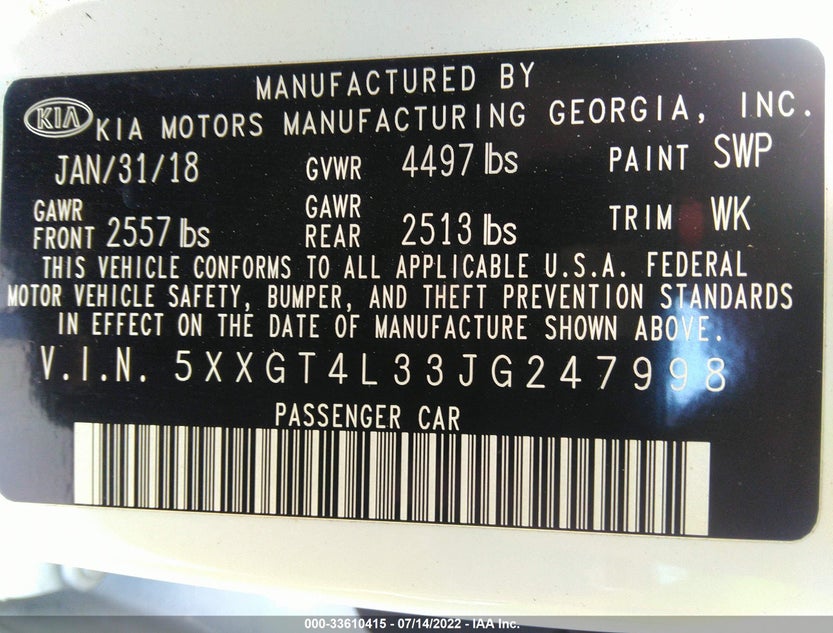 5XXGT4L33JG247998