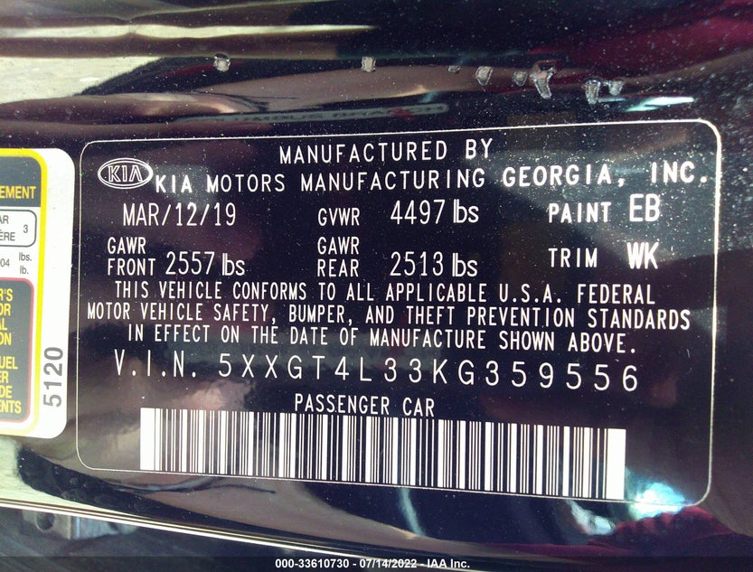 5XXGT4L33KG359556