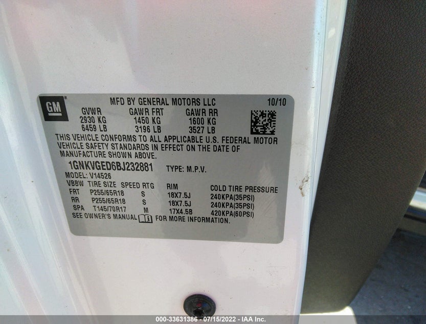 1GNKVGED6BJ232881
