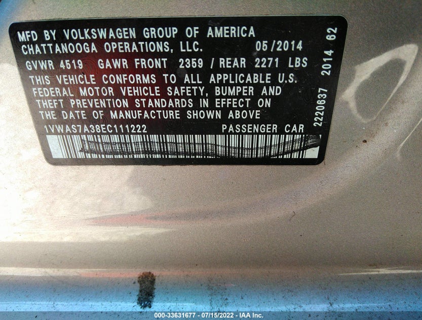 1VWAS7A38EC111222
