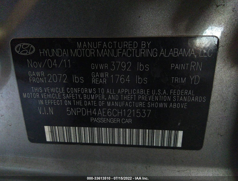 5NPDH4AE6CH121537
