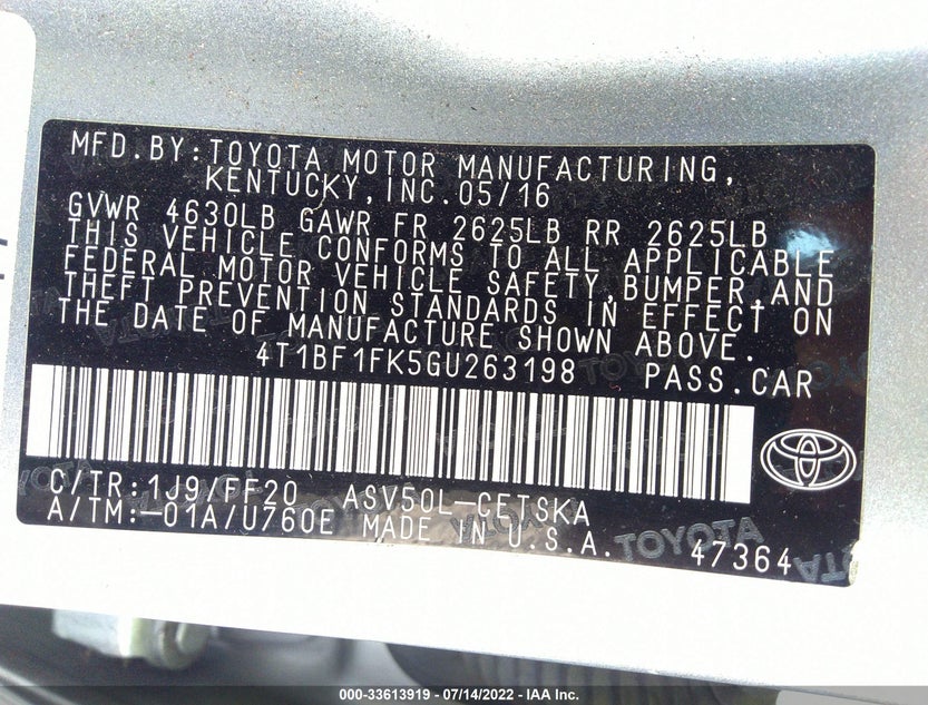 4T1BF1FK5GU263198