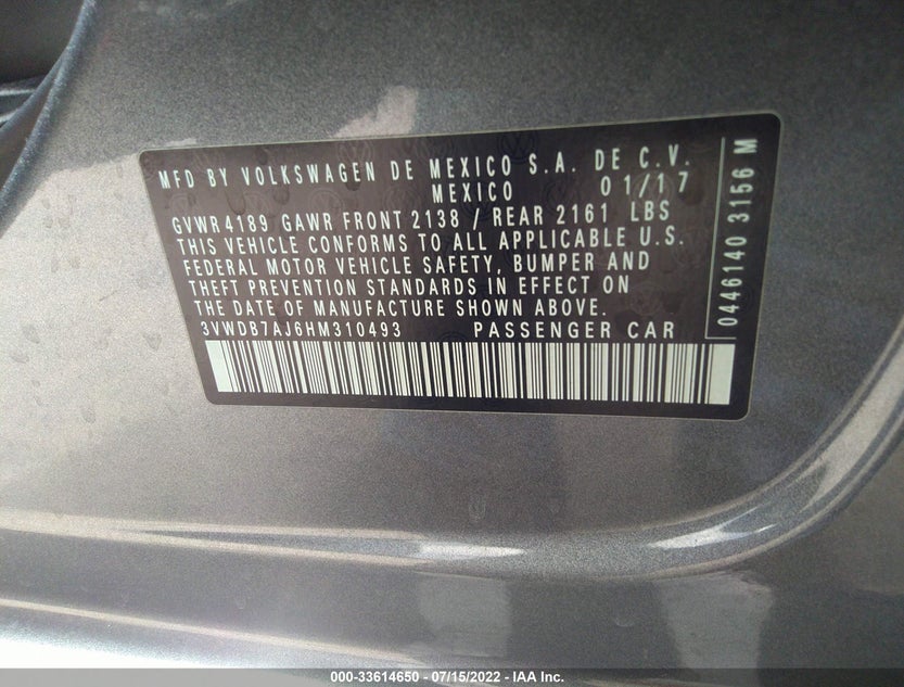 3VWDB7AJ6HM310493