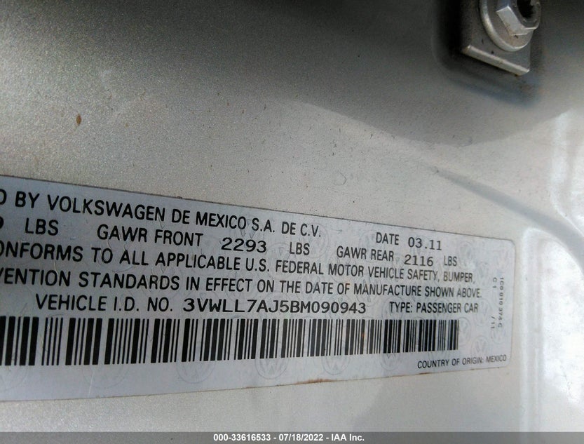 3VWLL7AJ5BM090943
