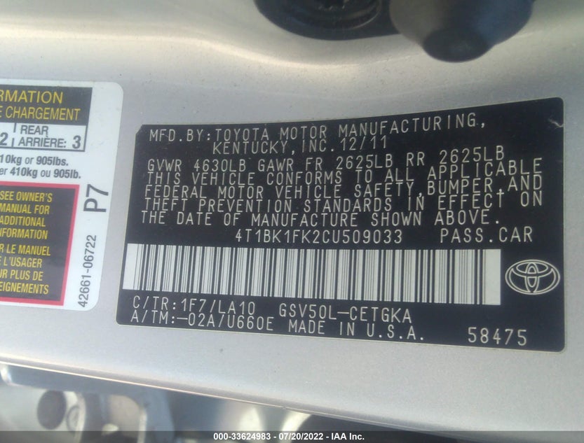 4T1BK1FK2CU509033